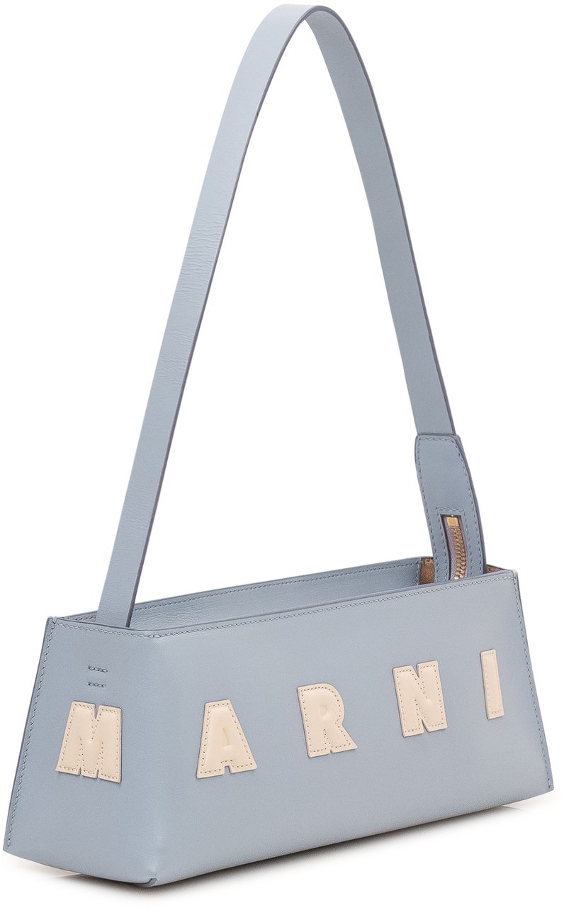 Marni Borsa Museo Baguette con Manico Lichtblauw