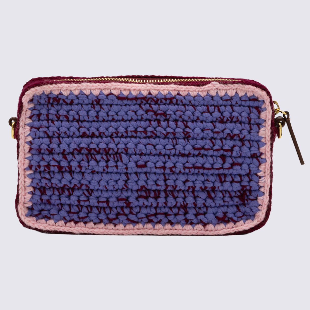 Marni Textured Rectangular Woven Bag With Leather Accents Zwart