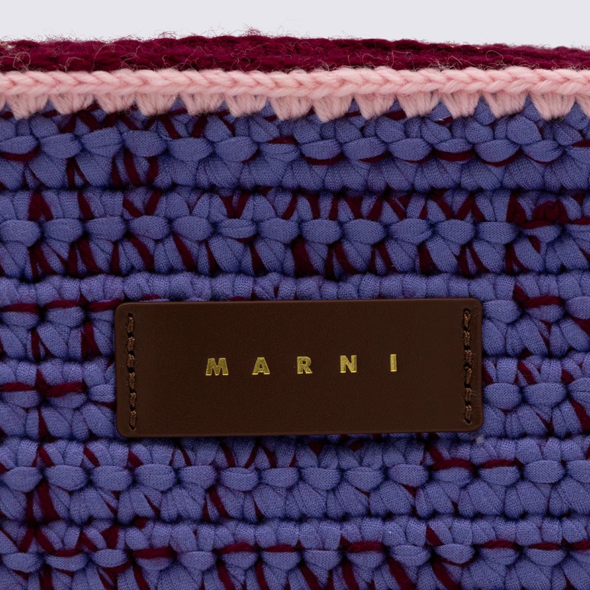 Marni Textured Rectangular Woven Bag With Leather Accents Zwart