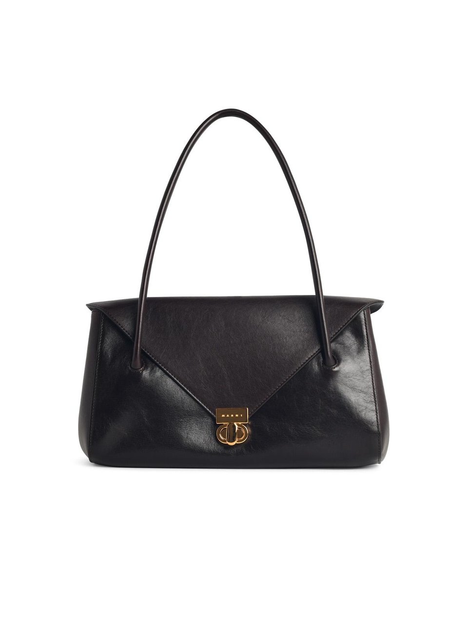 Marni 'East West' Brown Leather Bag Zwart
