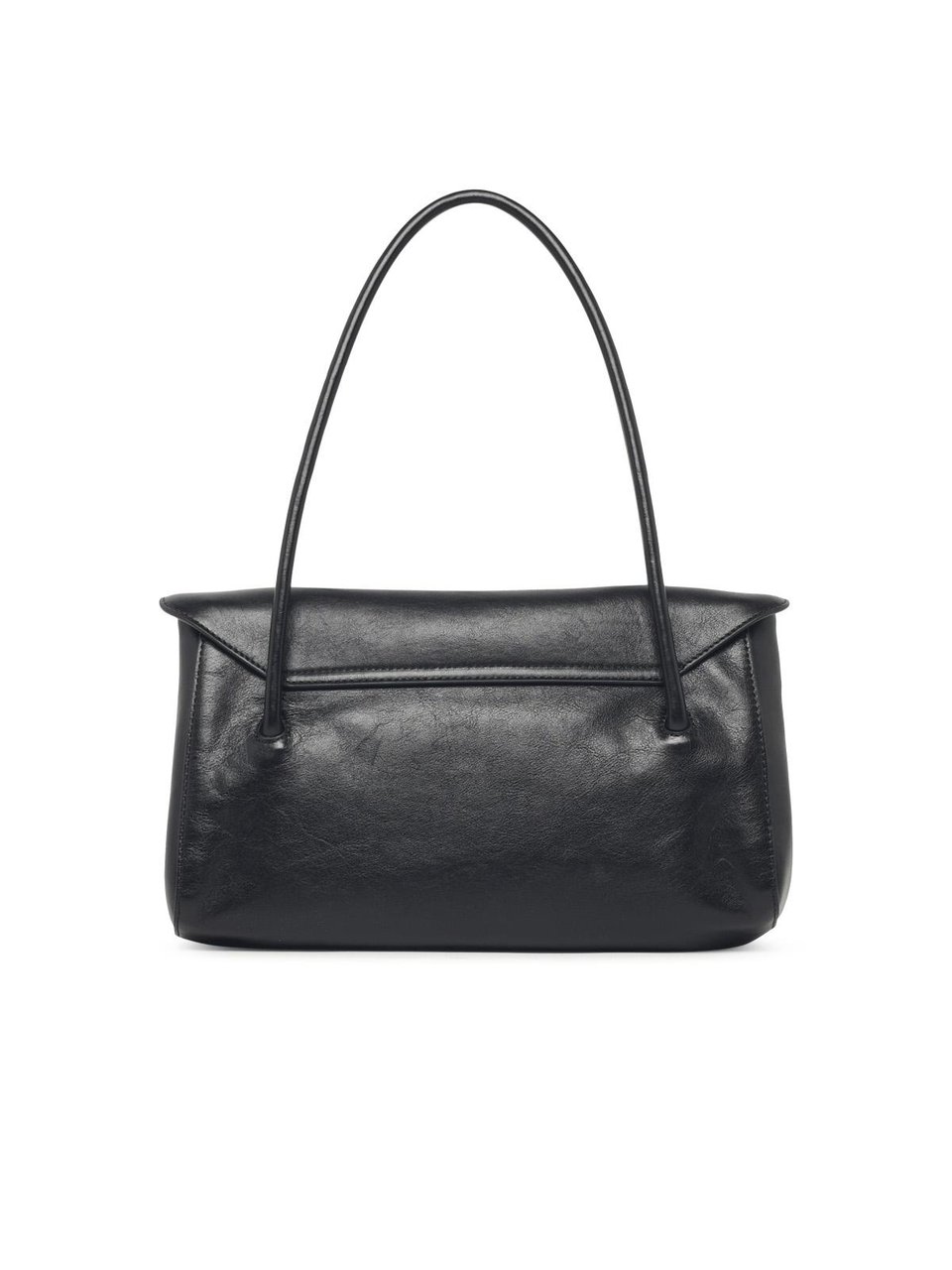 Marni Rectangular Black Calfskin Shoulder Bag with Gold-tone Closure Zwart