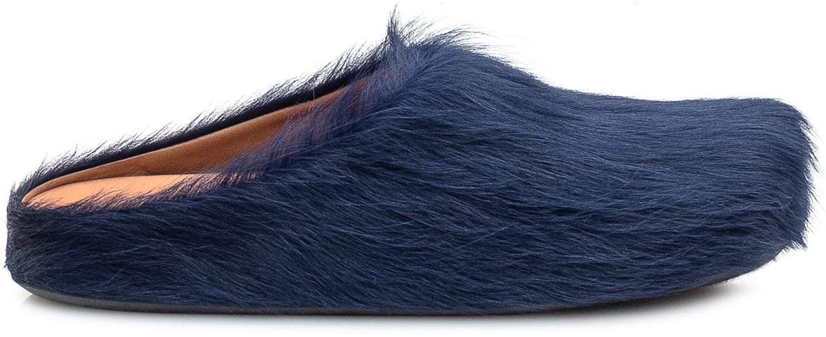 Marni Sabot Con Pelo E Suola Comfort Navy