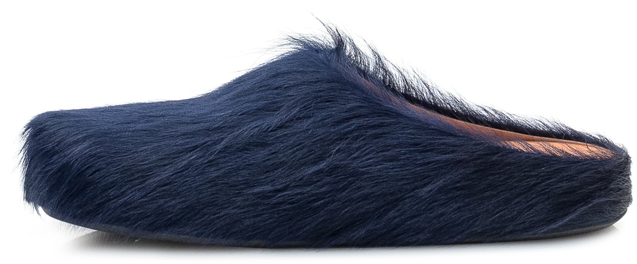 Marni Sabot Con Pelo E Suola Comfort Navy