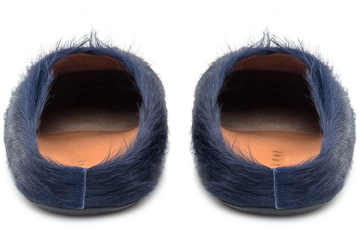 Marni Sabot Con Pelo E Suola Comfort Navy