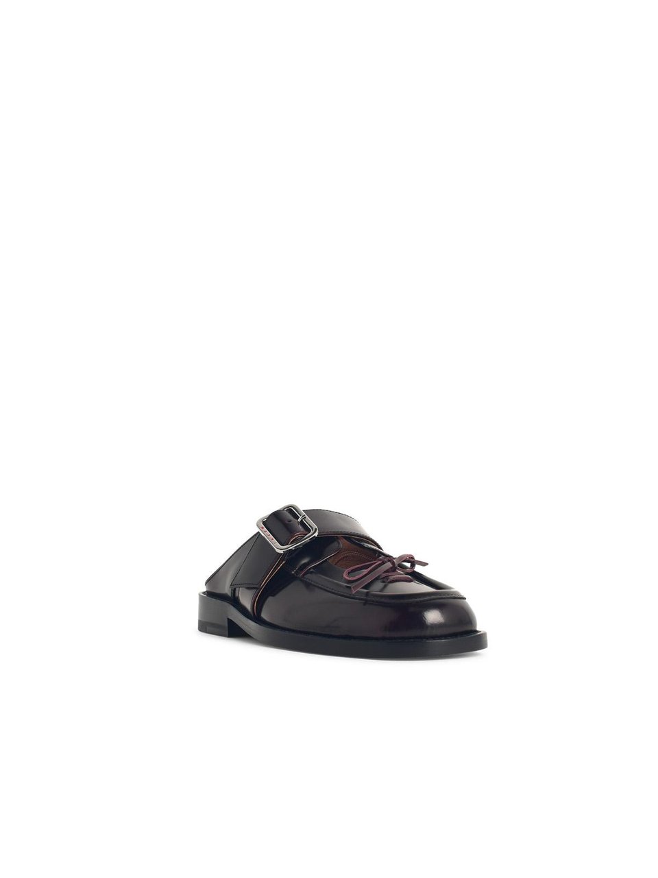 Marni Burgundy Leather Sabots Zwart