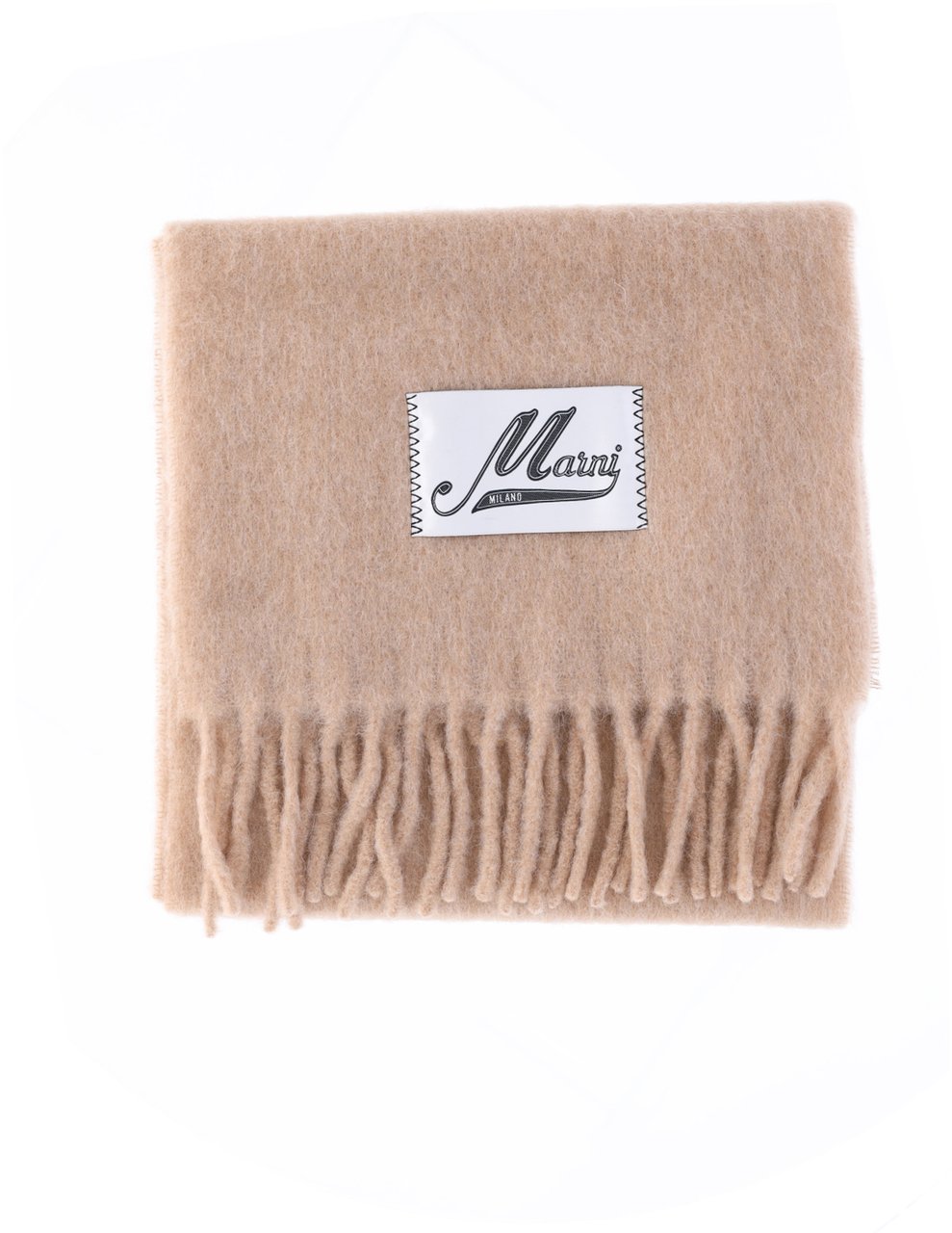Marni Beige Alpaca Blend Fringed Scarf Neutraal