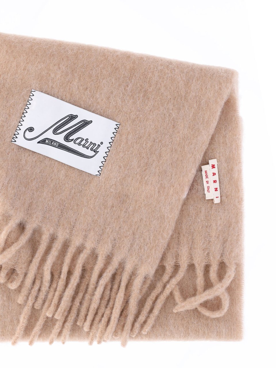 Marni Beige Alpaca Blend Fringed Scarf Neutraal