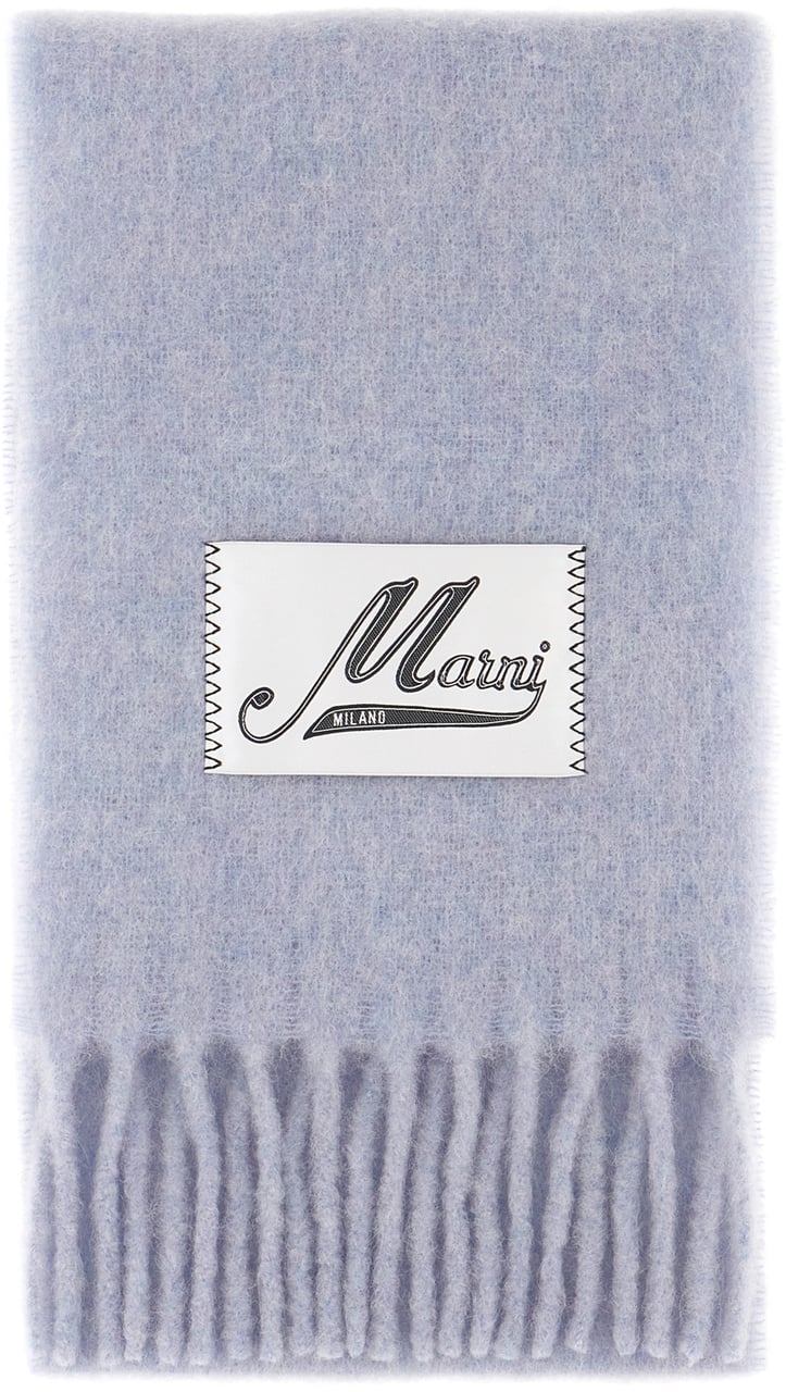 Marni Powder blue alpaca blend scarf Lichtblauw