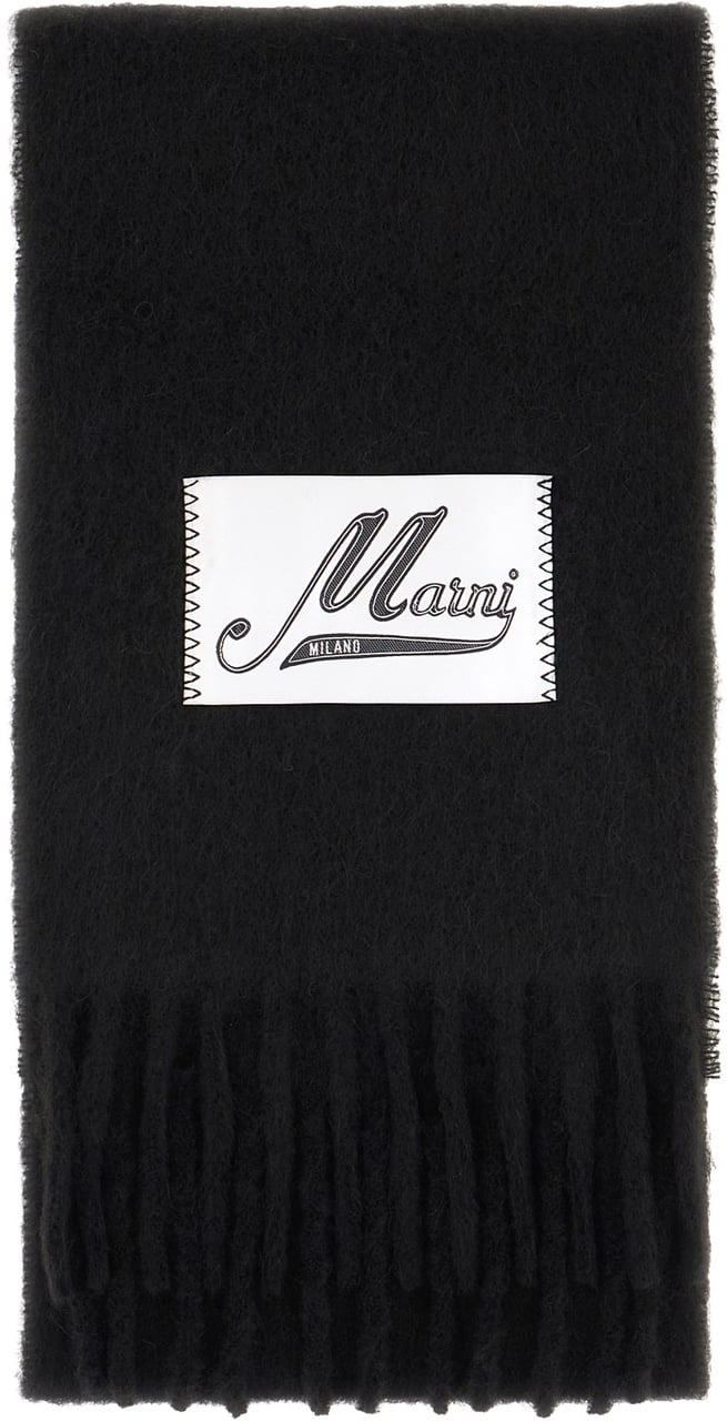 Marni Black alpaca blend scarf Zwart