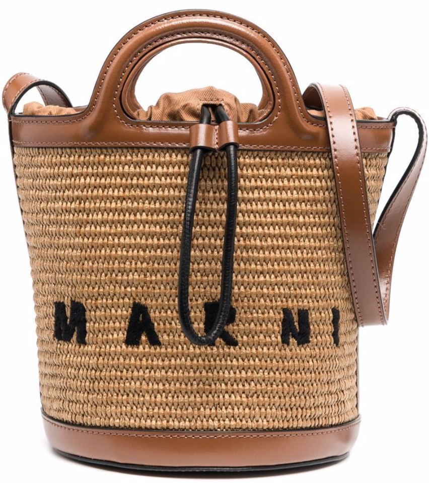 Marni Tropicalia Mini Bucket Bag Bruin