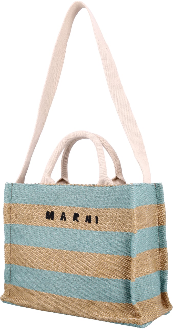 Marni Raffia-effect small tote bag Groen