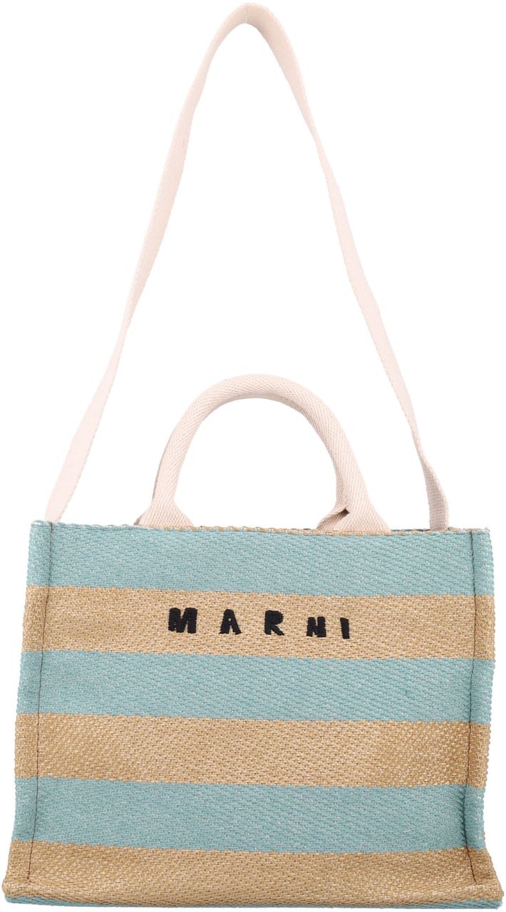 Marni Raffia-effect small tote bag Groen