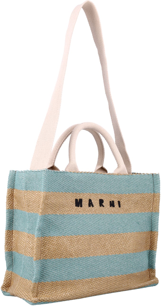 Marni Small Basket Tote Raw Sienna Pale Mint Divers