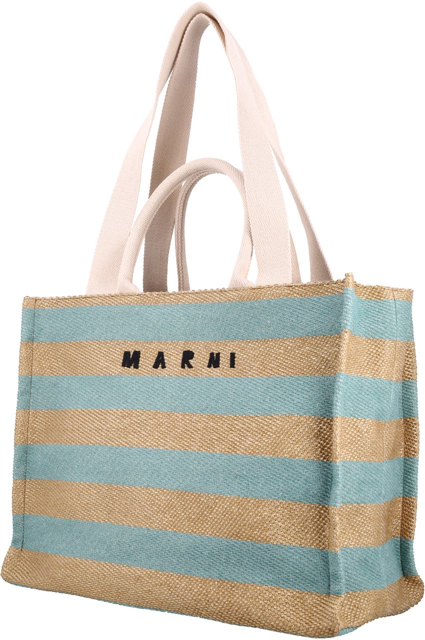 Marni Medium Basket Tote Raw Sienna Pale Mint Divers