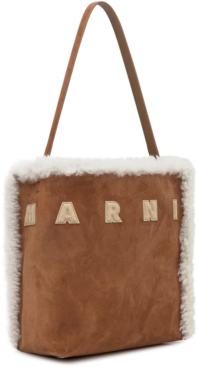 Marni Marni Borsa Tote in Pelle Scamosciata Marrone Bruin