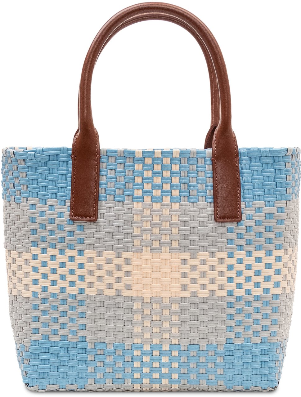 Marni Borsa Tote Piccola con Motivo Check Lichtblauw