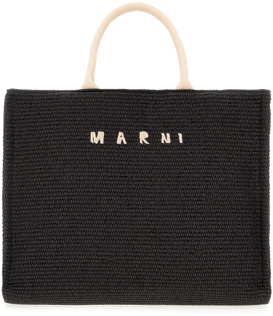 Marni Marni Black raffia large shopping bag Zwart