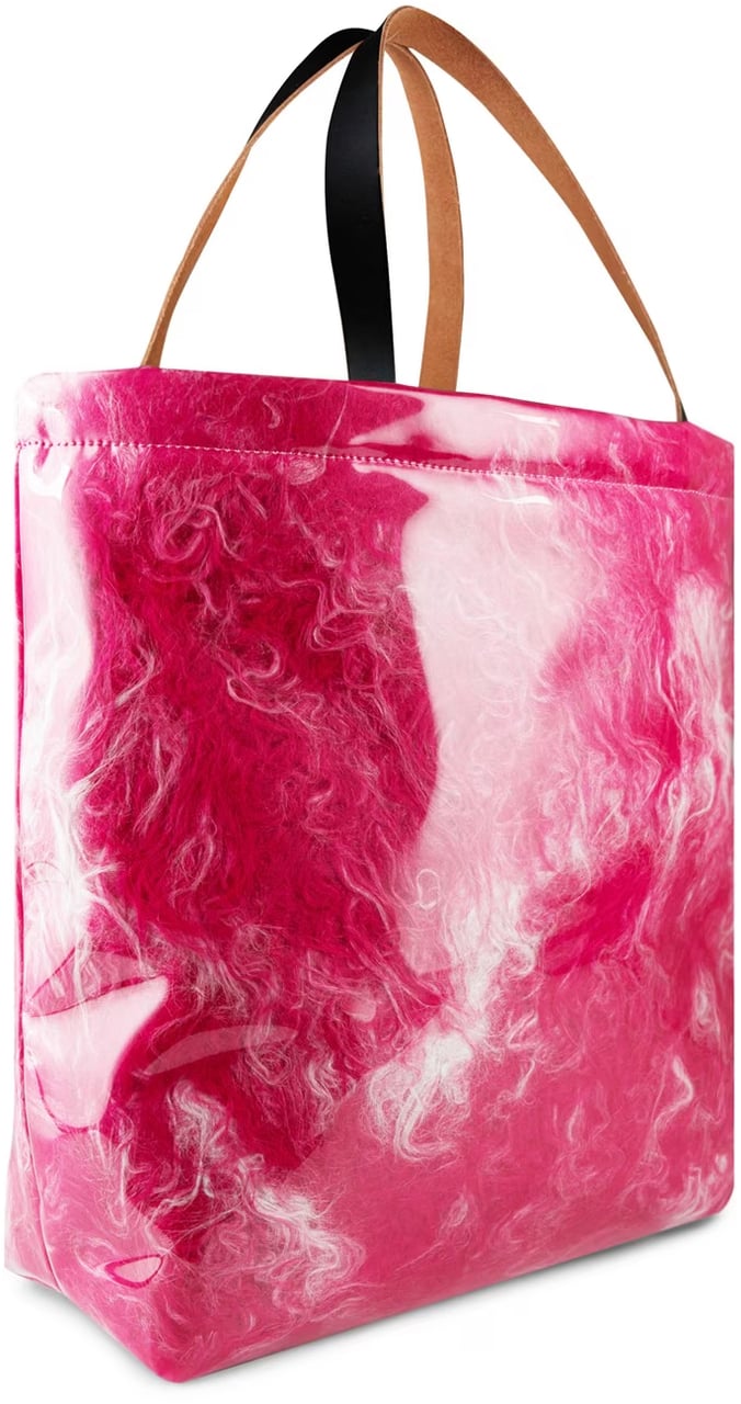 Marni Logo Patch Covered Shearling Tote Bag Roze