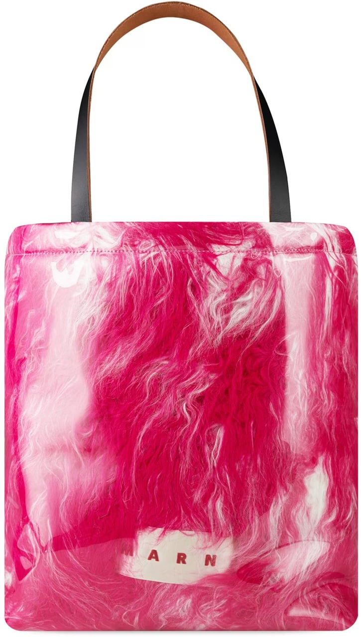 Marni Logo Patch Covered Shearling Tote Bag Roze