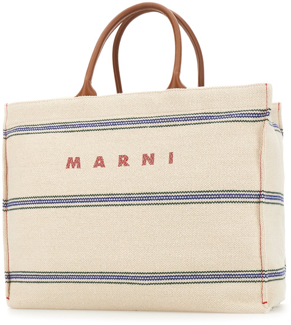 Marni Marni Embroidered cotton blend shopping bag Divers
