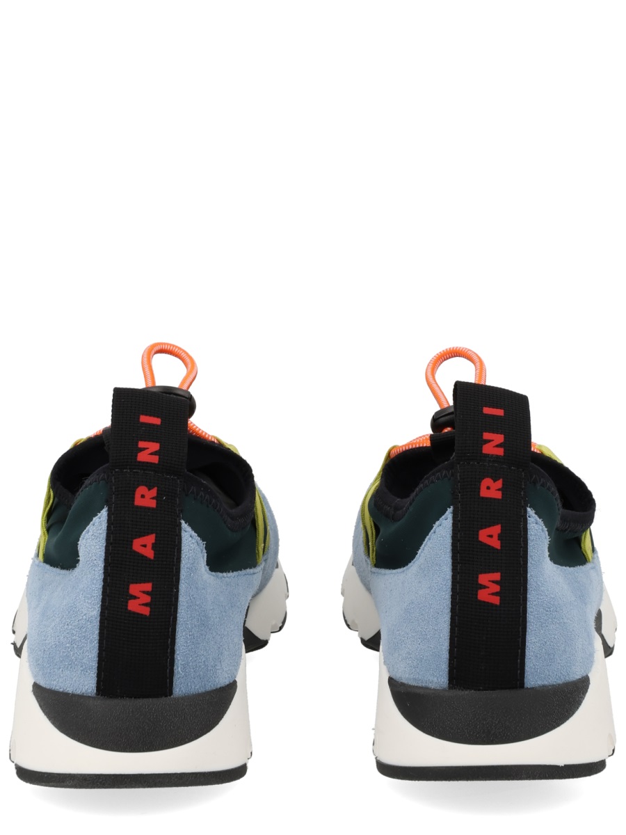 Marni Blue Suede Elastic Laces Sneakers Grijs