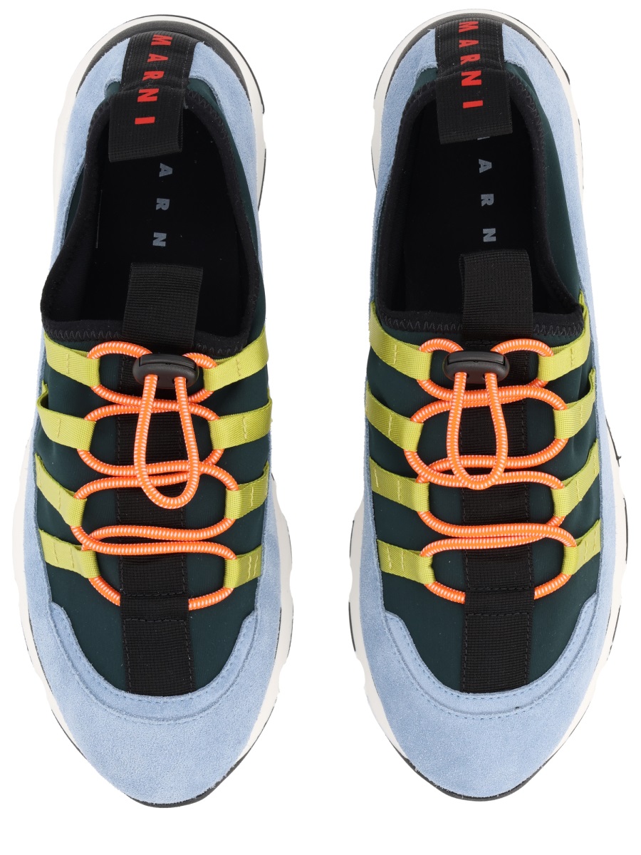 Marni Blue Suede Elastic Laces Sneakers Grijs