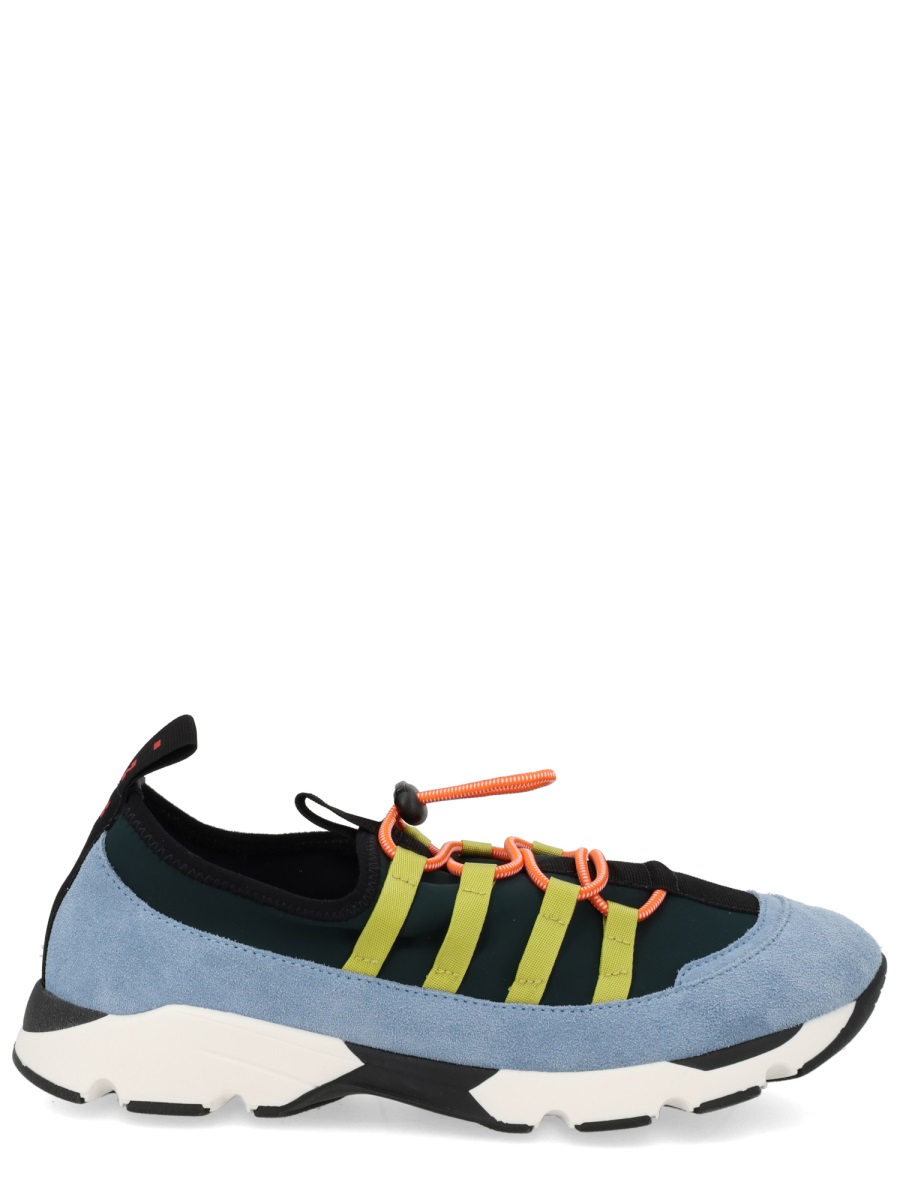 Marni Blue Suede Elastic Laces Sneakers Grijs