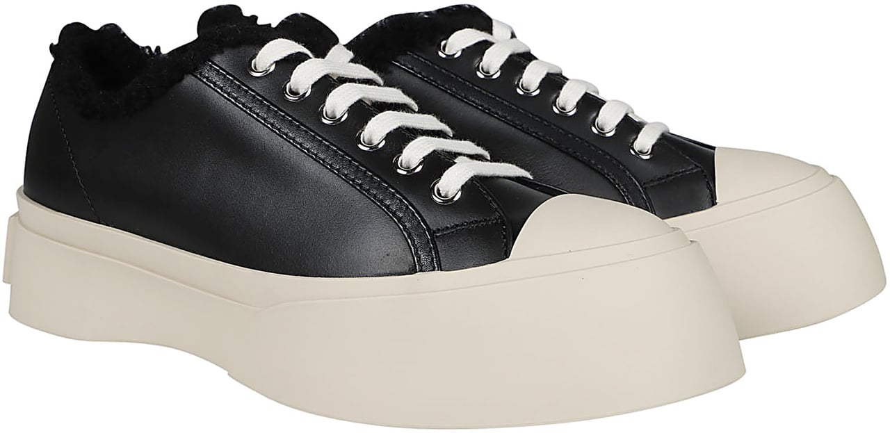 Marni Pablo Lace Up Shearling Sneakers Black Zwart