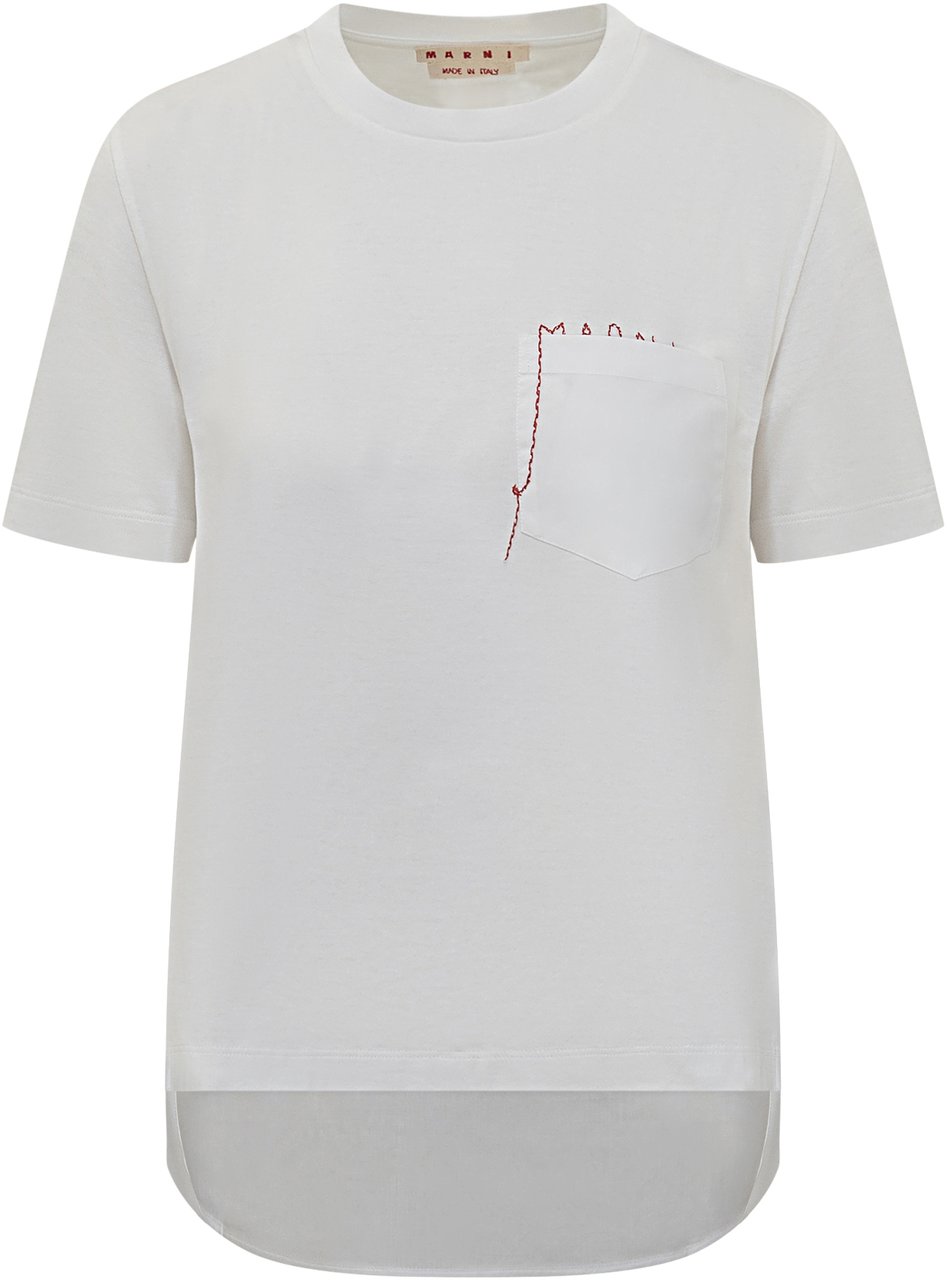 Marni Marni T-shirt con Taschino Ricamato Wit