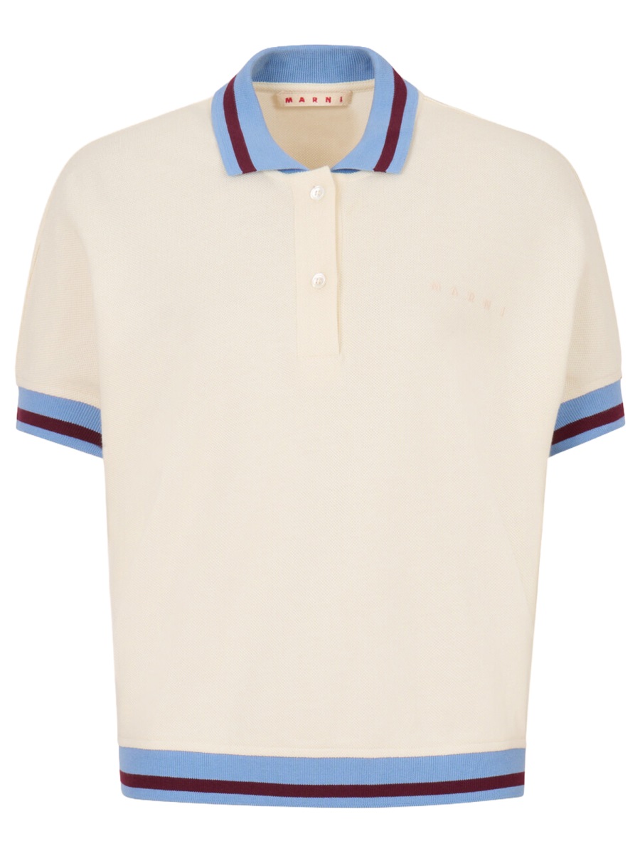 Marni Ivory Cotton Polo Shirt Wit