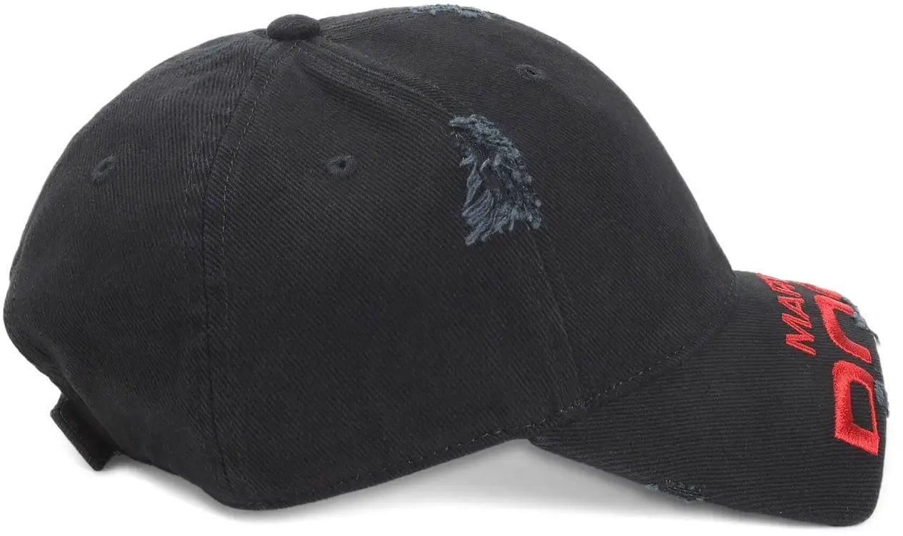 Martine Rose Cut Peak Cap Black Washed Zwart