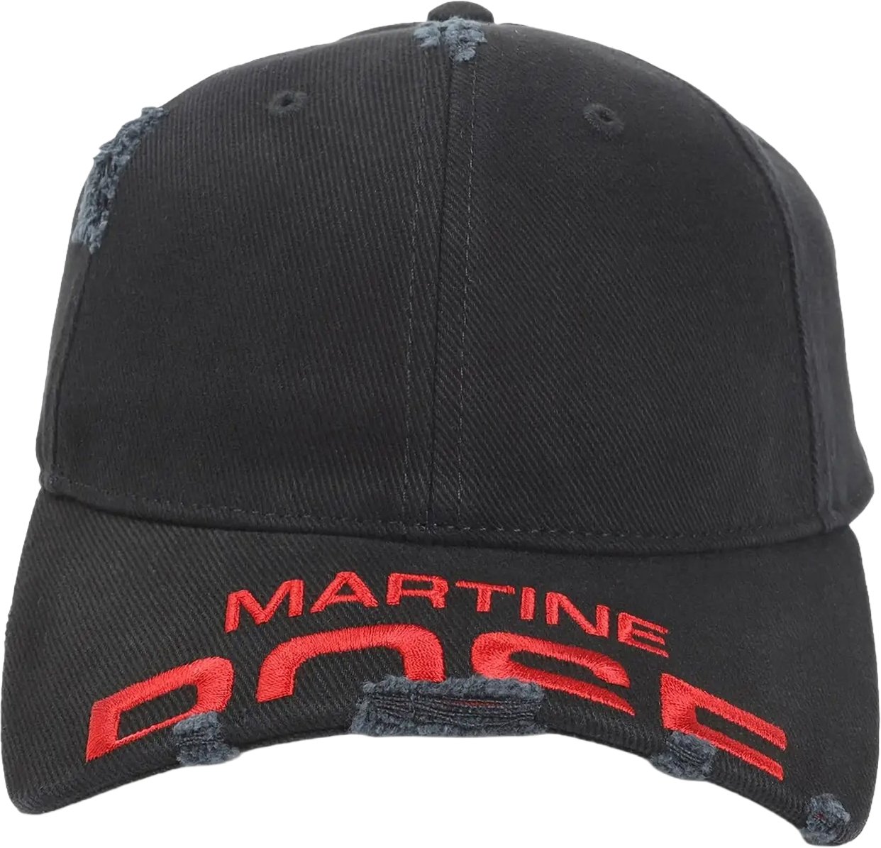 Martine Rose Cut Peak Cap Black Washed Zwart