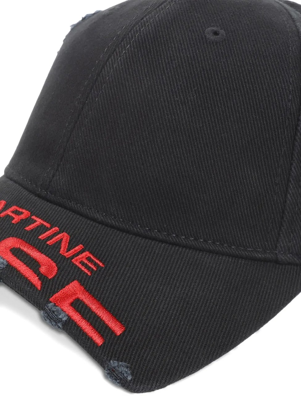 Martine Rose Cut Peak Cap Black Washed Zwart