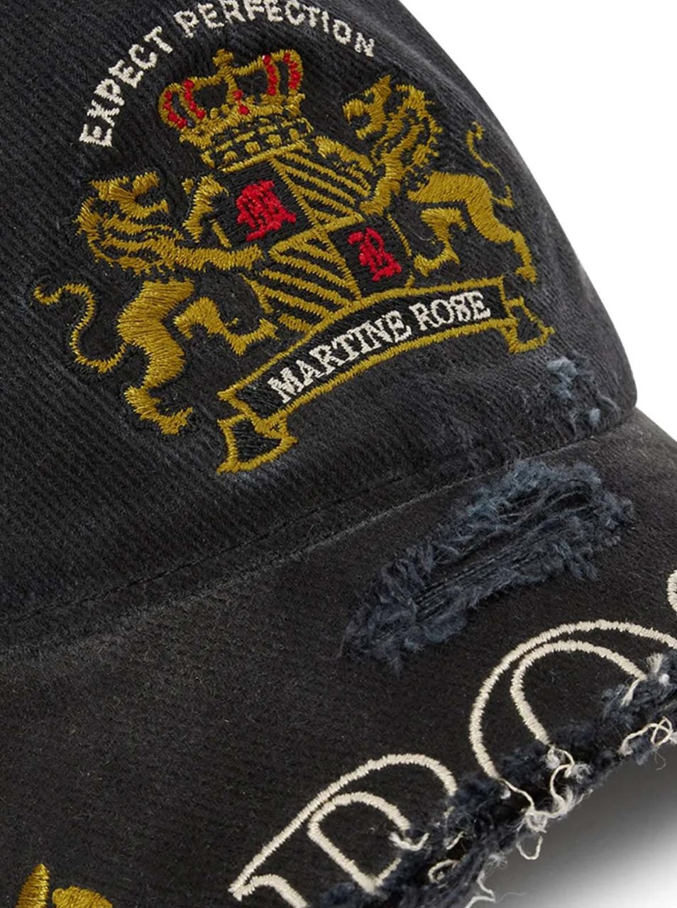 Martine Rose Cut Peak Cap Black Washed Zwart