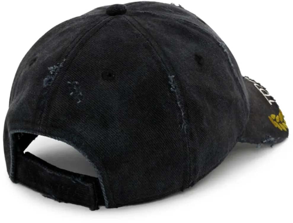 Martine Rose Cut Peak Cap Black Washed Zwart