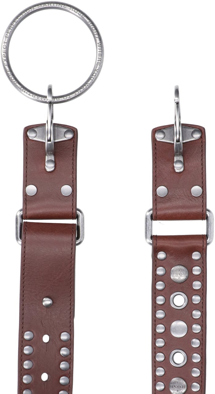 Martine Rose Brown Studded Leather Ring Belt Bruin