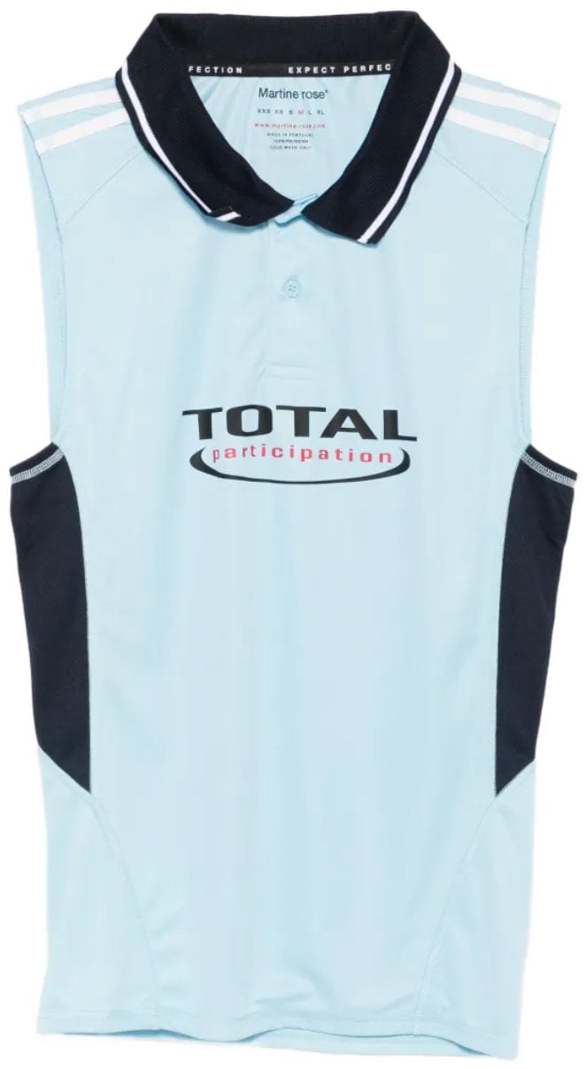 Martine Rose Shrunken Stretch Football Vest Blue Light Blue Blauw