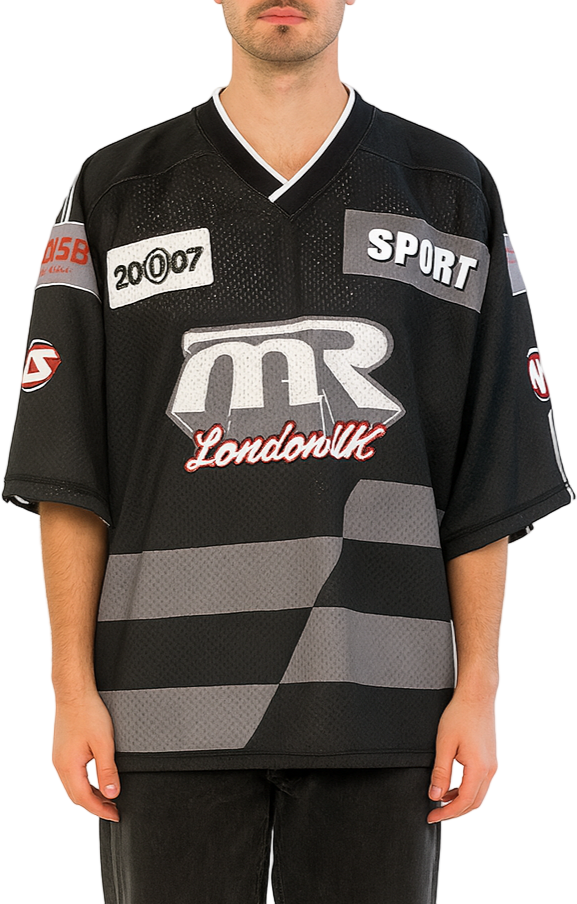 Martine Rose OVERSIZED HOCKEY TOP BLACK GREY Grijs