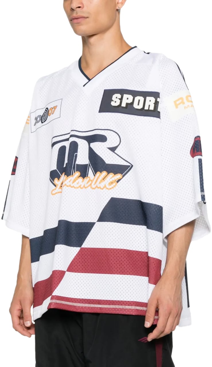 Martine Rose Oversized Hockey Top White Navy Blauw