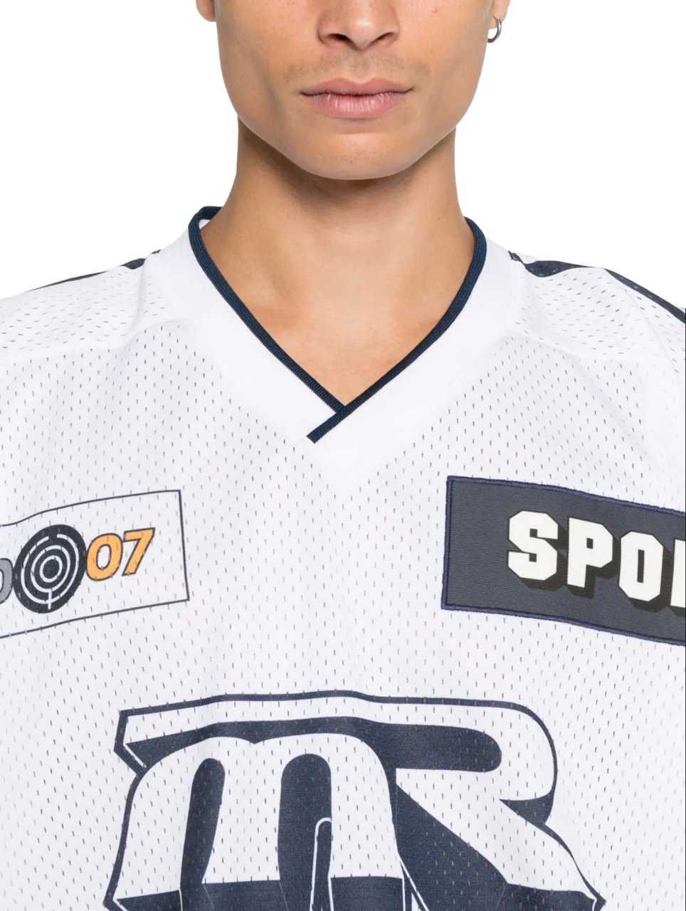 Martine Rose Oversized Hockey Top White Navy Blauw