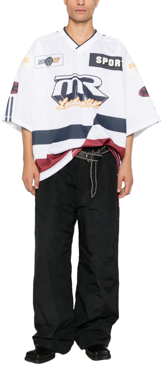 Martine Rose Oversized Hockey Top White Navy Blauw