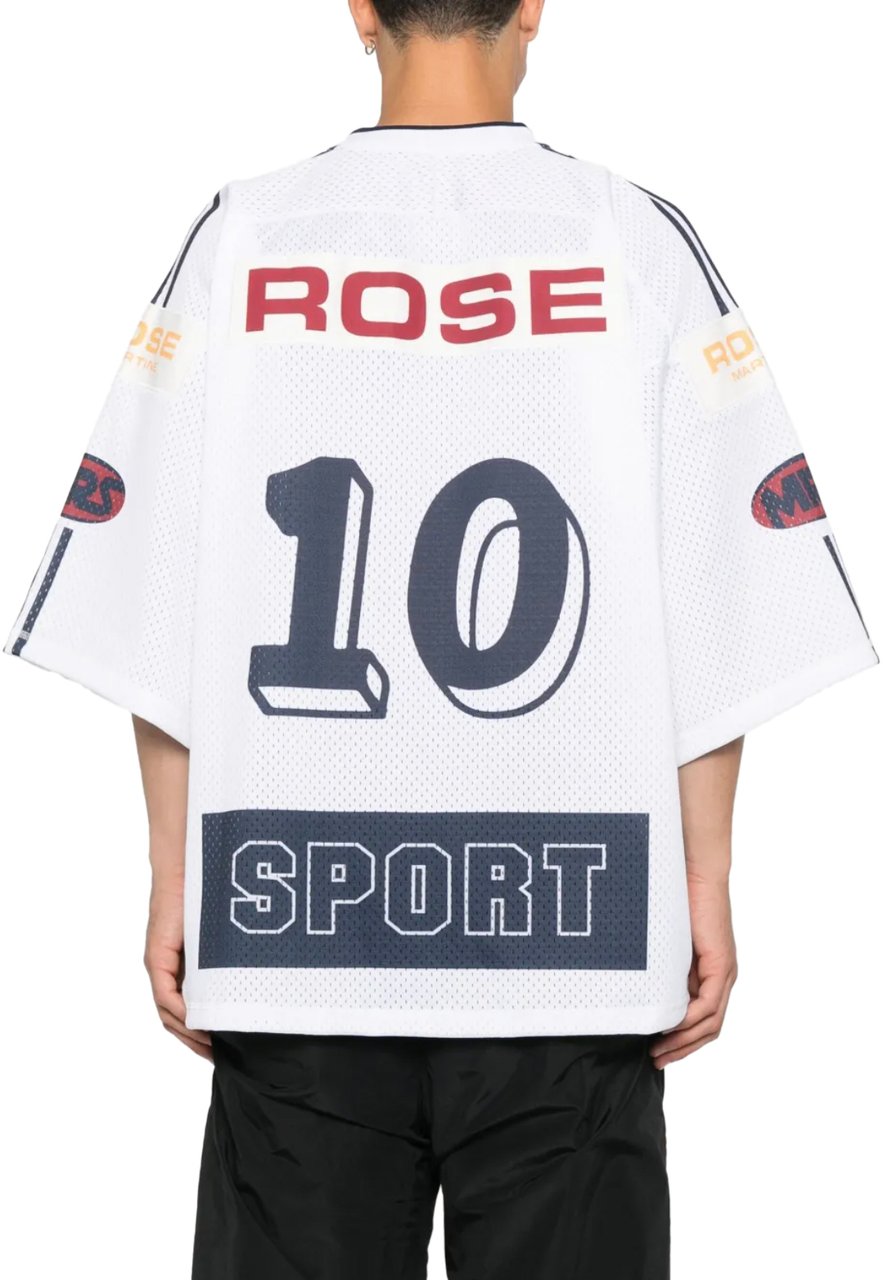 Martine Rose Oversized Hockey Top White Navy Blauw