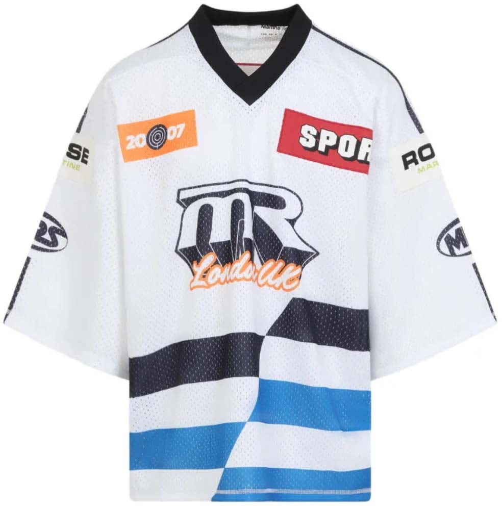Martine Rose Oversized Hockey Top White Blue Wit