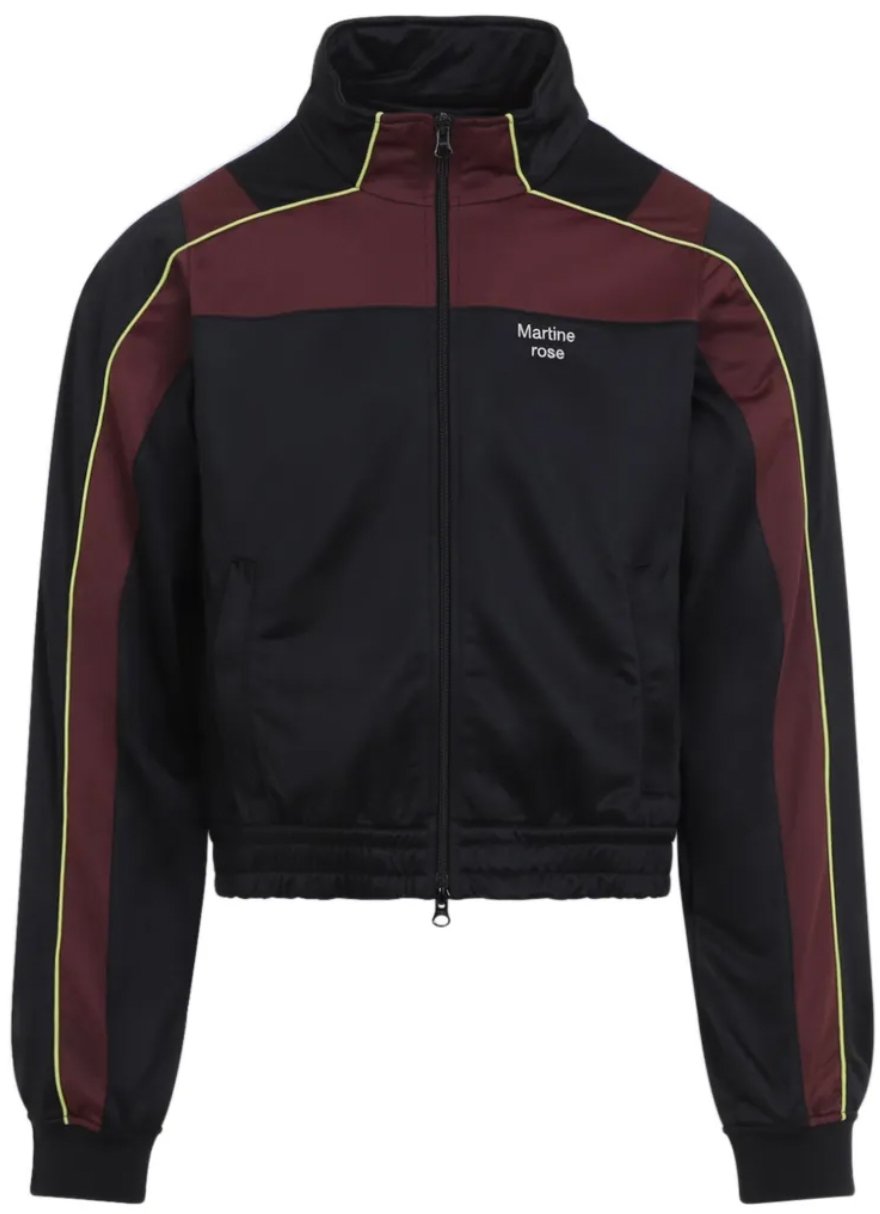 Martine Rose Shrunken Track Jacket Black Burgundy Zwart
