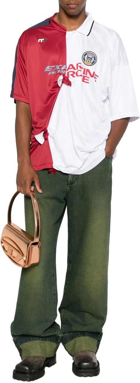 Martine Rose Collage Football Top White Burgundy Wit