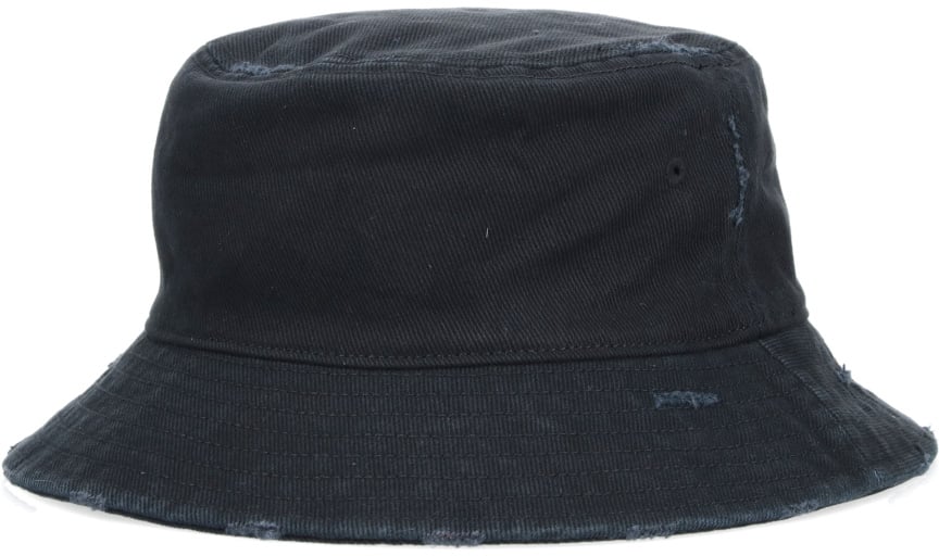 Martine Rose Black Distressed Typography Bucket Hat Zwart