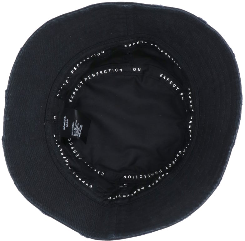 Martine Rose Black Distressed Typography Bucket Hat Zwart