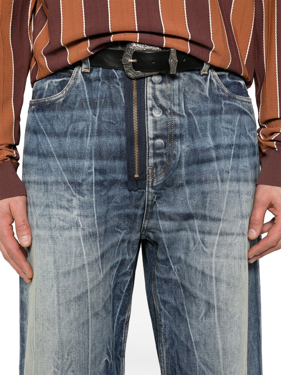 Martine Rose Casual Jean Blue Acid Blauw