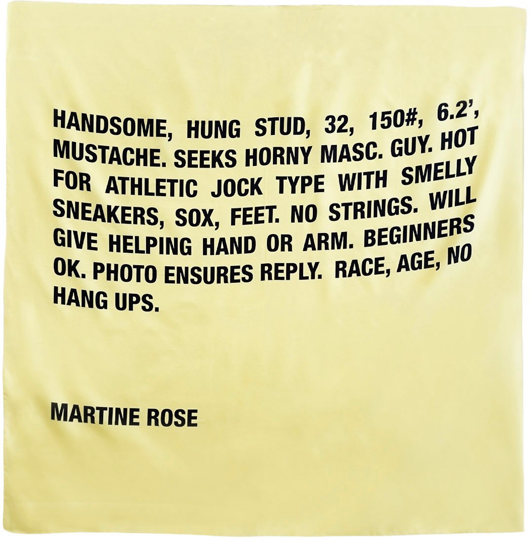 Martine Rose Yellow Square Silk Bold Logo Foulard Geel