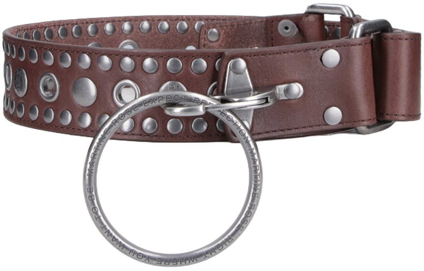 Martine Rose Brown Studded Leather Ring Belt Bruin